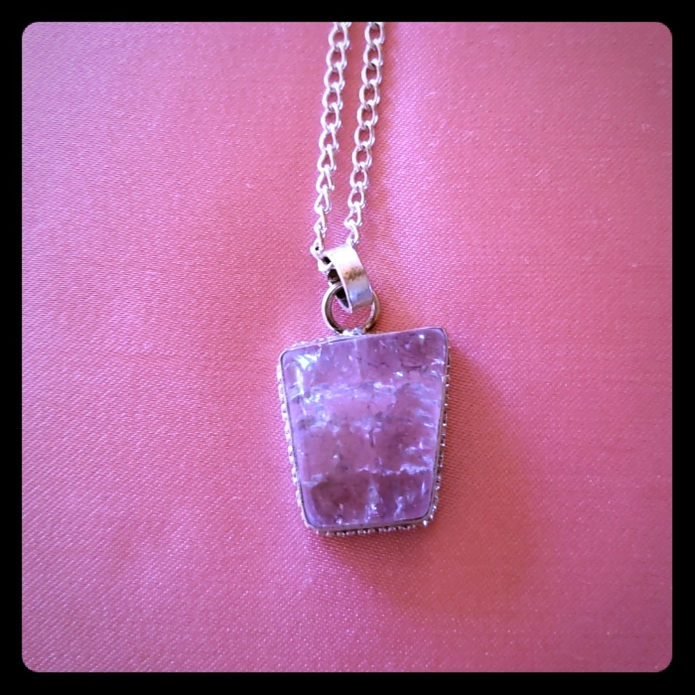Hippie purple Amethyst stone pendant necklace
